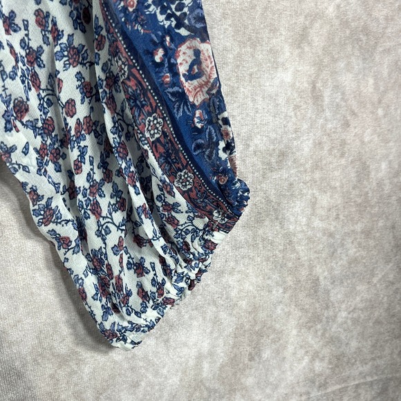 Rag &‎ Bone Mini Dress Womens Size Large White Floral Silk V-Neck Boho Festival - Picture 4 of 10